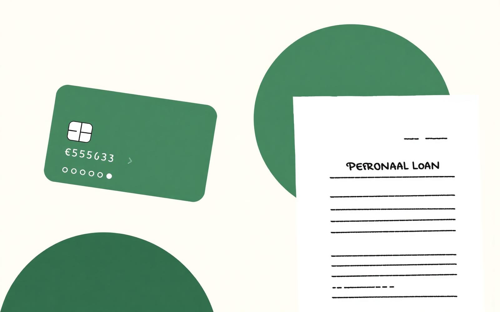 Editorial illustration of a credit card and personal loan document